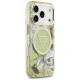 Guess IML Glitter Flowers Triangle MagSafe Phone Case Cover iPhone 17 Pro - Green