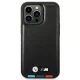 BMW Leather Stamp Tricolor dėklas, skirtas Apple iPhone 14 Pro, juodas