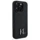 Karl Lagerfeld Silicone Shadow Metal Initial MagSafe Case for iPhone 16 Pro, Black