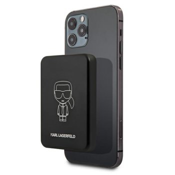 Karl Lagerfeld Ikonic Outline 3000mAh MagSafe išorinė baterija, juoda
