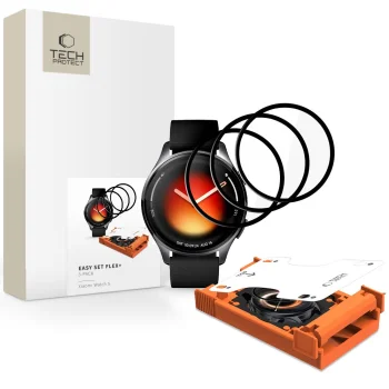 Tech-Protect Easy Set Flex+ hibridinis apsauginis stiklas Xiaomi Watch 5, 3 vnt., juodas