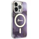 Guess dėklas iPhone 14 Pro telefonui Golden Marble MagSafe, violetinis