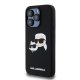 Karl Lagerfeld dėklas iPhone 15 Pro telefonui Silicone Karl & Choupette MagSafe, juodas