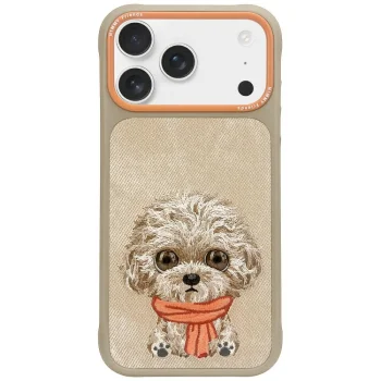 Nimmy iPhone 17 Pro dėklas Big Eyed Pet 2.0 Dog, smėlio spalvos