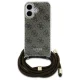 Guess dėklas iPhone 16 telefonui Crossbody Cord 4G Print, rudas