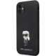 Karl Lagerfeld dėklas iPhone 11 telefonui Silicone Ikonik Metal Pin, juodas