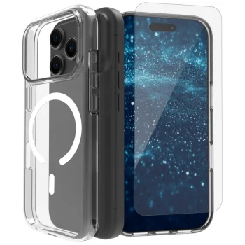 Roobix 3-in-1 Combo Kit for iPhone 17 (MagSafe Case + Screen Glass + Camera Lens Protector), Clear