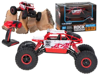 Radijo bangomis valdomas automobilis RC Rock Crawler 4WD 1:18 2.4GHz, raudonas