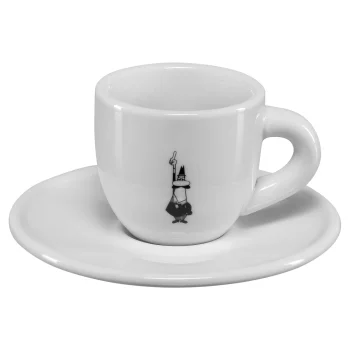 Bialetti Omino moka puodelis su lėkštute 60 ml, baltas