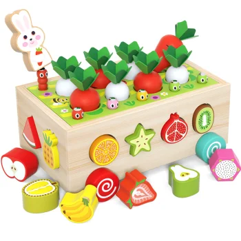Wooden Carrot Harvest Game and Shape Sorter Toy Jhtoy-556