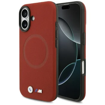 BMW M FW Metal Logo MagSafe dėklas, skirtas iPhone 17, raudonas