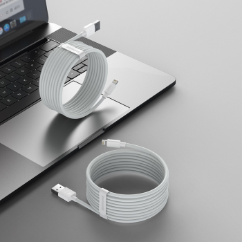 Baseus Simple Wisdom USB to Lightning laidas, 2.4A, 1.5m (2 vnt.), baltas
