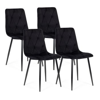 Modernhome veliūrinės valgomojo kėdės 140451, 4 vnt., juodos