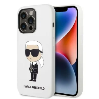 Karl Lagerfeld Silicone Ikonik dėklas skirtas iPhone 14 Pro, baltas