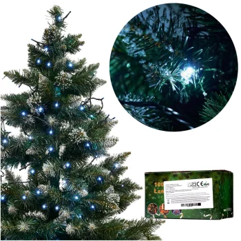 LED girlianda 10m, 100 LED, 8 režimai, šaltai balta