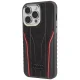 Audi dėklas iPhone 15 Pro telefonui, Genuine Leather MagSafe, juodas / raudonas