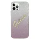 Guess Glitter Gradient Script dėklas iPhone 12 / 12 Pro, rausvas