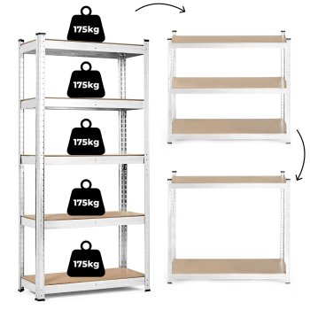 ModernHome metalinė stelažo lentyna 205x120x45 cm, 5 lentynos, 875 kg