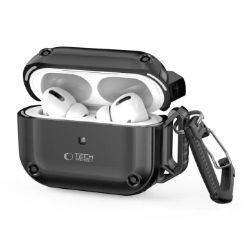 Tech-Protect Rough Hook dėklas su karabinu Apple AirPods Pro 1 / 2, juodas