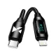 Wozinsky WUCLC1 USB-C į Lightning laidas su LED ekranu, 36W, 1m, Juodas