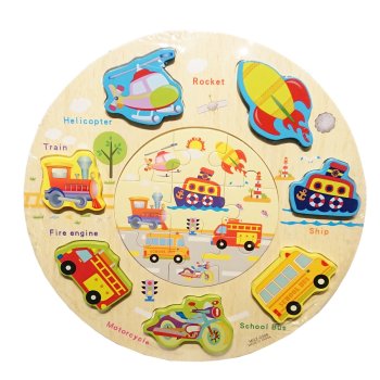 Bakalu Round Shape Puzzle Vehicles - English Learning Toy