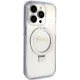 Guess Ring Stand Script Glitter MagSafe dėklas iPhone 15 Pro, skaidrus