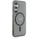Guess Glitter Circle MagSafe dėklas Samsung Galaxy S25 telefonui, juodas