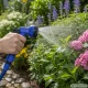 Išsiplečianti sodo žarna su purkštuvu 5–15 m, mėlyna