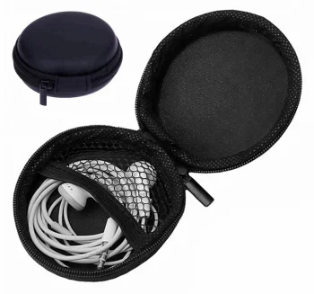 Headphone case with zipper, black