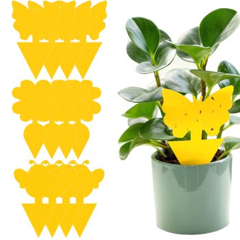 Yellow Sticky Traps for Plants Against Fungus Gnats and Insects, 12 pcs