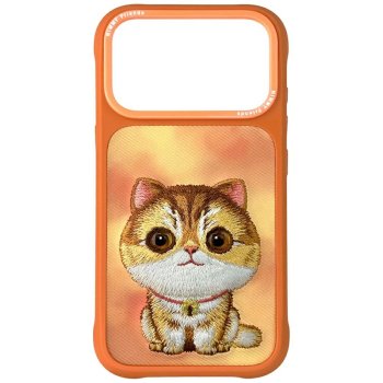 Nimmy Big Eyed Pet 2.0 Cat dėklas iPhone 17 Pro, oranžinis