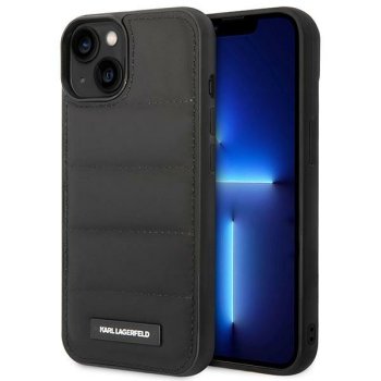 Karl Lagerfeld dėklas iPhone 14 Plus / 15 Plus Puffy Elongated Logo, juodas