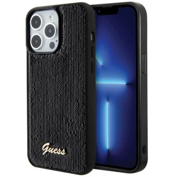 Guess iPhone 15 Pro Case Sequin Script Metal, Black