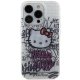 Hello Kitty iPhone 15 Pro dėklas IML Kitty On Bricks Graffiti, baltas
