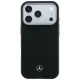 Mercedes Leather Semi Wrap Wood Effect MagSafe dėklas iPhone 17/18 Pro Max, juodas