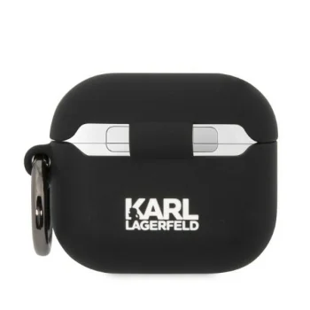 Karl Lagerfeld Silicone Karl Head 3D dėklas AirPods 3 ausinėms, juodas