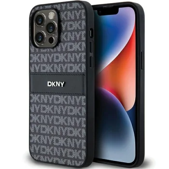 DKNY Mono Stripe & Metal Logo dėklas, skirtas iPhone 14 Pro Max, juodas