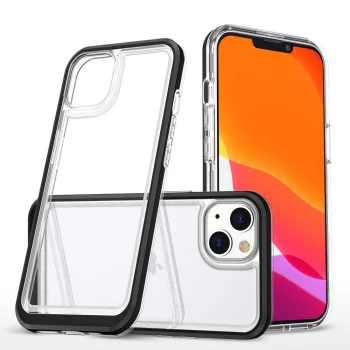 Clear 3in1 Case for iPhone 14 Silicone Cover with Black Frame