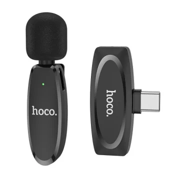HOCO L-15 belaidis prisegamas mikrofonas, USB Type-C, juodas