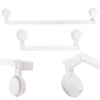 Adjustable Wall-Mounted Towel Rack with Suction Cups, White