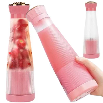 Nešiojamas belaidis kokteilių trintuvas su USB, 400 ml, rožinis