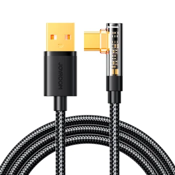 Joyroom S-UC027A6 Angled USB-A to USB-C Cable 3A, 1.2m - Black