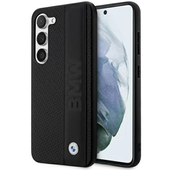 BMW BMHCS23M22RDPK Leather Textured & Stripe Case Samsung Galaxy S23+ Black