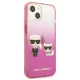 Karl Lagerfeld Gradient Ikonik Karl&Choupette dėklas iPhone 13 mini, rožinis
