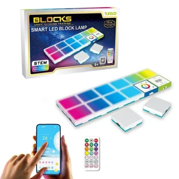 Modulinis loginis konstruktorius su šviesomis ir Bluetooth programa