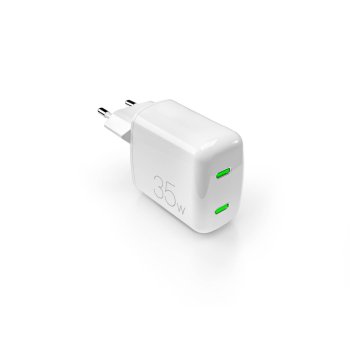 Puro MiniPro 35W GaN 2xUSB-C tinklo įkroviklis, baltas