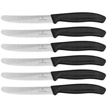Victorinox Swiss Classic stalo ir pomidorų peilių rinkinys, 6 vnt., 11 cm, juodas