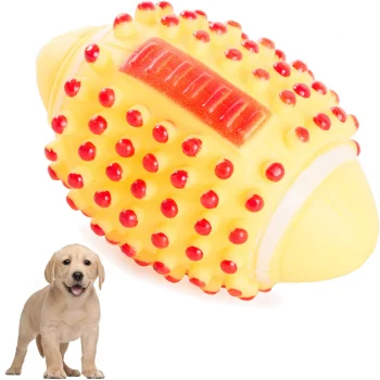 Squeaky Rugby Ball Dog Toy, Durable Rubber Chew Toy for Pets