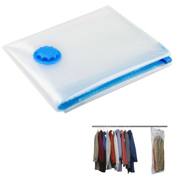 Hanging Vacuum Clothing Storage Bag Hanger Case with Hook, 70x145 cm