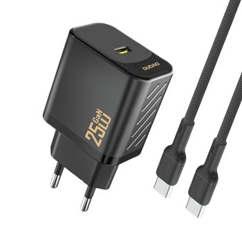 Dudao A27CEU PD 25W GaN USB-C įkroviklis su USB-C laidu, juodas